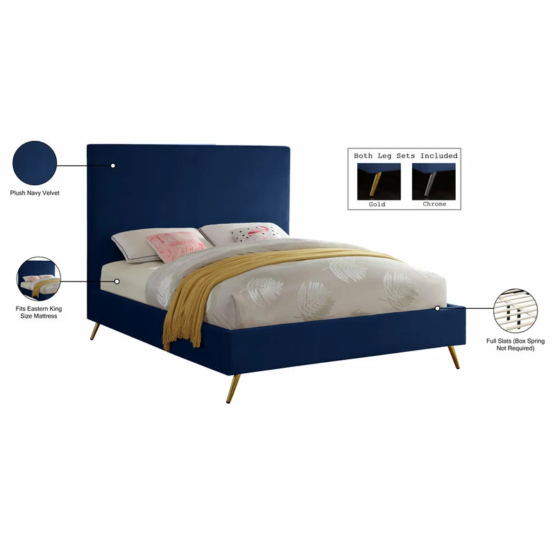 Buy ๐ฏ Meridian Furniture Jasmine Velvet Bed, Navy, King ๐ - Image 10