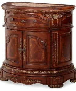 Promo 🥰 Michael Amini Cortina Bedside Chest, Honey Walnut 👍