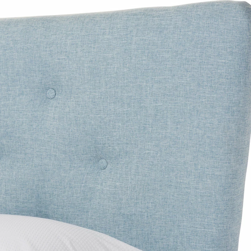 Outlet 🎁 Baxton Studio Hannah Mid-Century Modern Linen Platform Bed, Light Blue, Full 😉 - Image 3