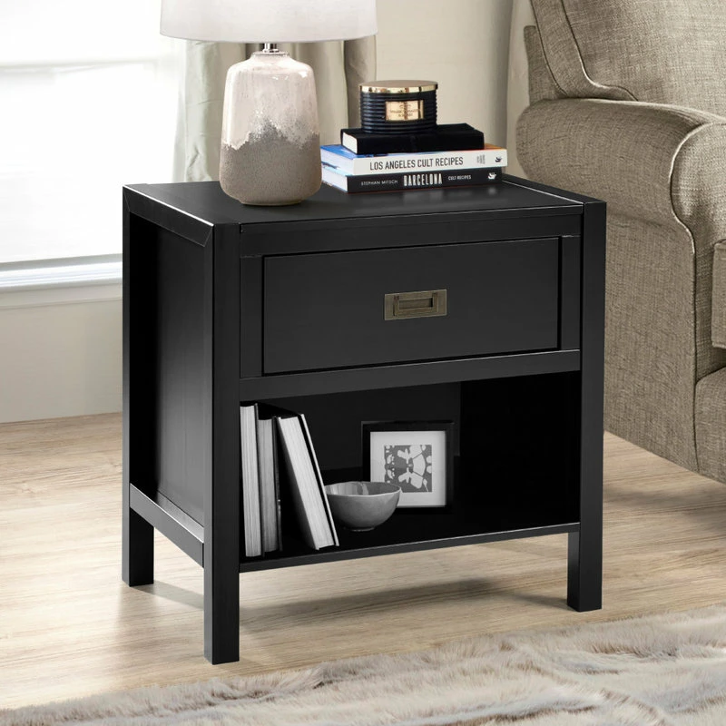 Buy ๐ฅ Walker Edison 1-Drawer Classic Solid Wood Nightstand, Black ๐ - Image 4