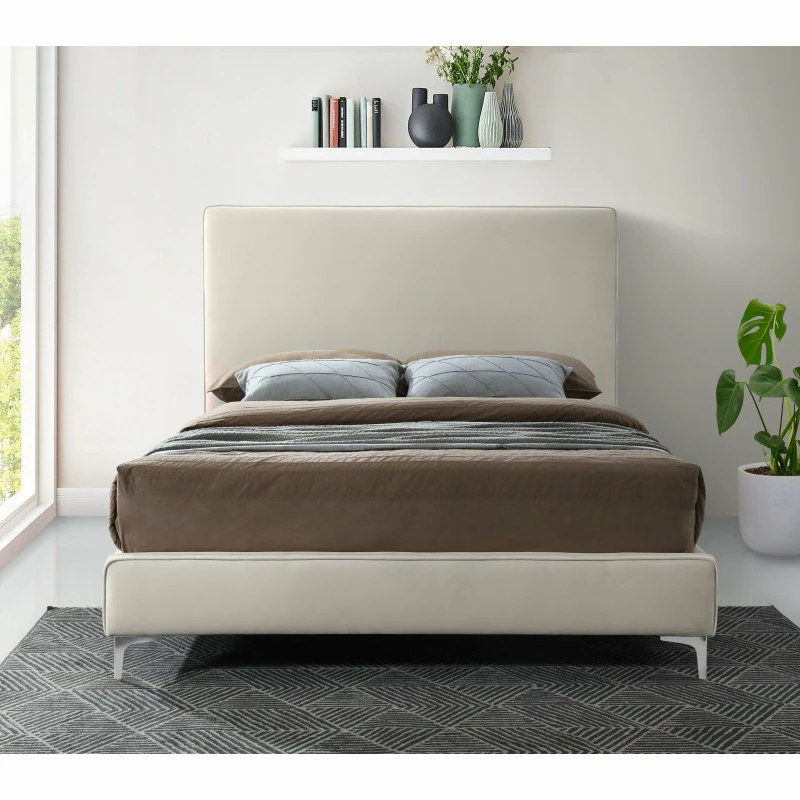 Brand new 👍 Meridian Furniture Geri Velvet Upholstered Bed, Cream, King 🔔 - Image 8