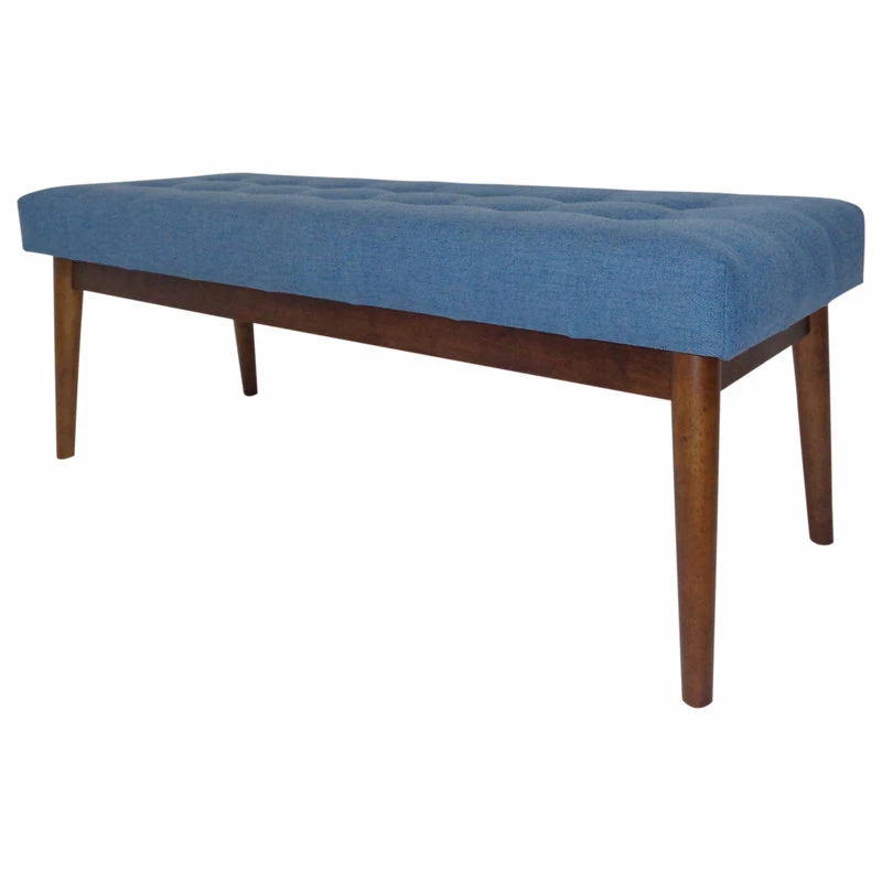Best Pirce โค๏ธ GDFStudio GDF Studio Flora Mid Century Tufted Fabric Ottoman, Blue ๐งจ