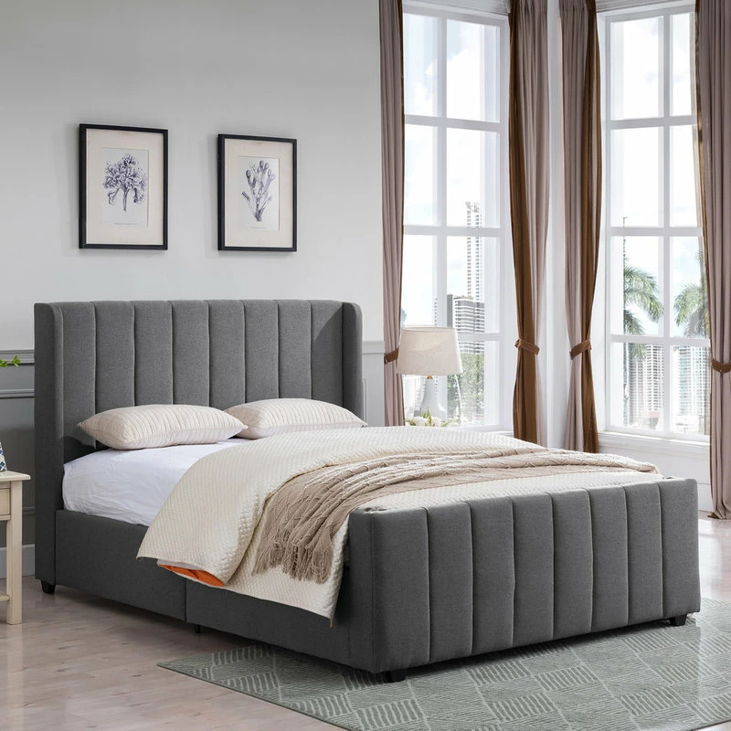 Top 10 😀 GDFStudio GDF Studio Riley Traditional Fully-Upholstered Queen Bed Frame, Charcoal Gray ✨ - Image 2