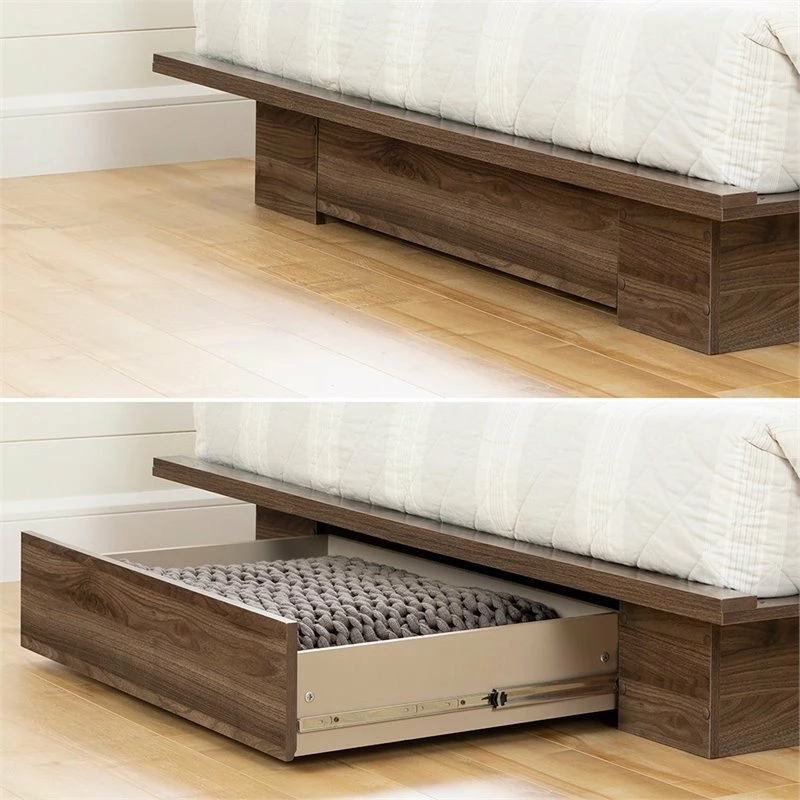 New ๐ South Shore Furniture South Shore Tao Queen Storage Platform Bed In Natural Walnut ๐ - Image 5