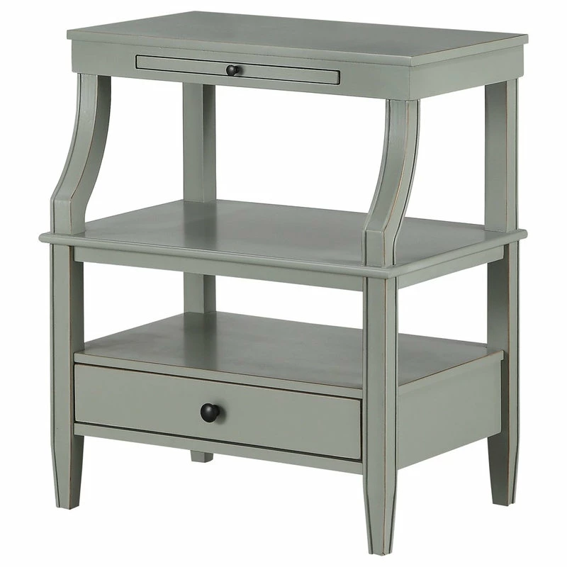 Cheapest ๐ Comfort Pointe Newton Antique White Storage Nightstand, Grey โจ - Image 3