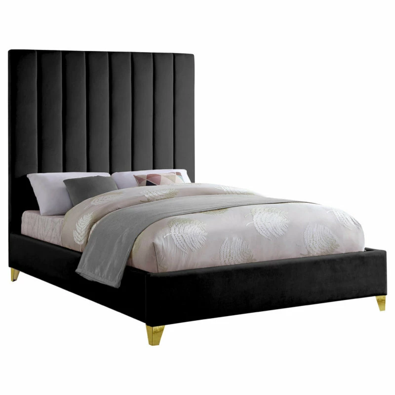 Coupon โ Meridian Furniture Via Velvet Bed, Black, Queen ๐ฏ - Image 2