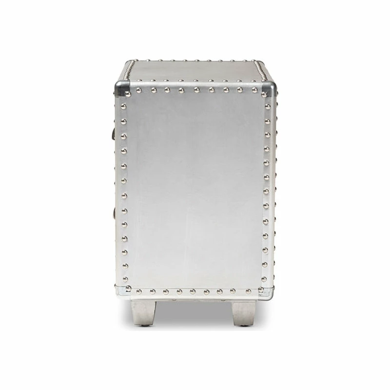 Deals โญ Wholesale Interiors Baxton Studio Davet French Industrial Silver Metal 2-Drawer End Table ๐ - Image 4