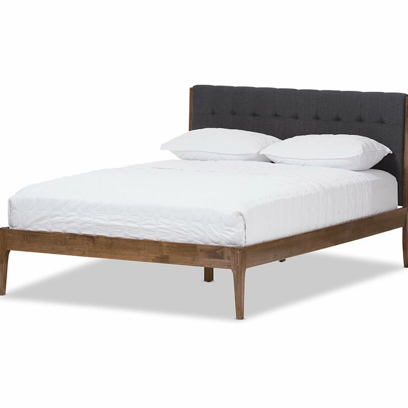 Brand new 👍 Baxton Studio Clifford Platform Bed, Gray/Walnut Brown, Queen 😉