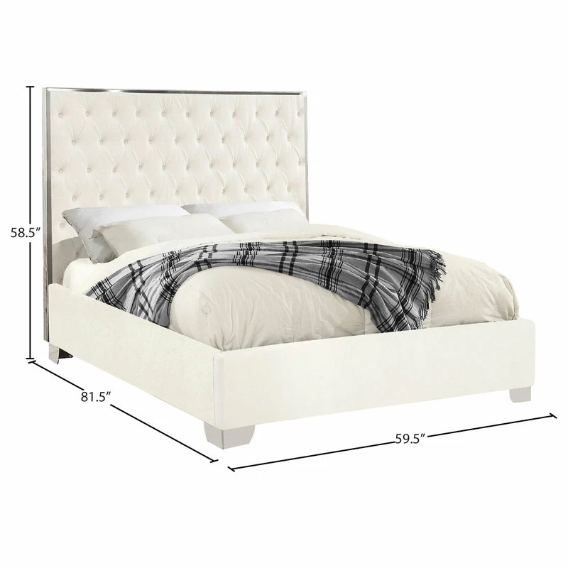 Best reviews of 🔔 Meridian Furniture Lexi Velvet Bed, White, Full 🎉 - Image 4