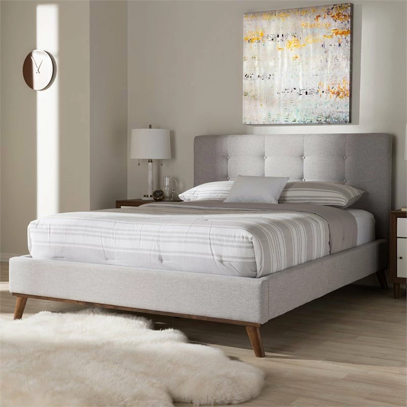Brand new ๐ฅฐ Baxton Studio Valencia Upholstered Queen Platform Bed In Gray Beige ๐ - Image 2