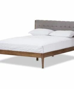 Deals โ Baxton Studio Clifford Platform Bed, Light Gray/Walnut Brown, Full โ๏ธ