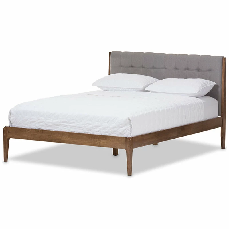 Deals โ Baxton Studio Clifford Platform Bed, Light Gray/Walnut Brown, Full โ๏ธ