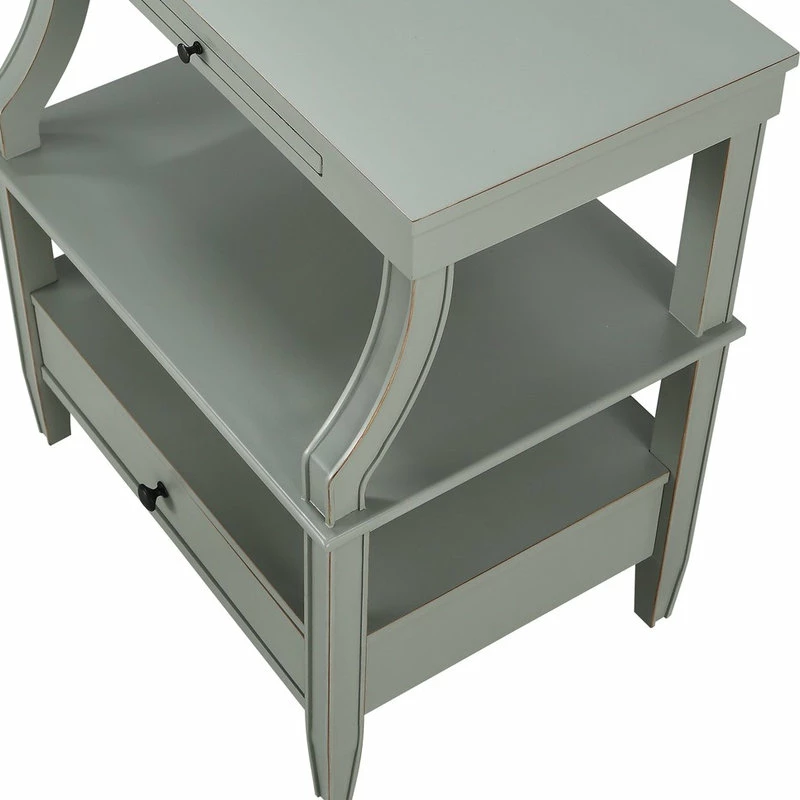 Cheapest ๐ Comfort Pointe Newton Antique White Storage Nightstand, Grey โจ - Image 5