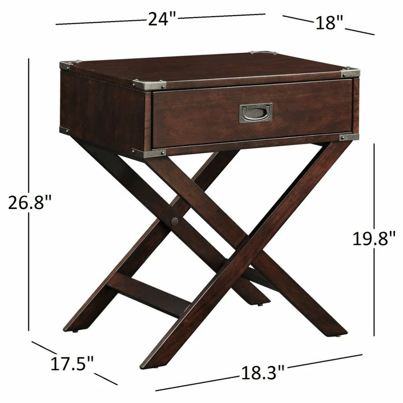 Best Pirce ๐ Inspire Q Alastair Wood Campaign Accent Table Nightstand, Espresso ๐ - Image 5