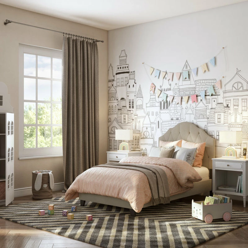 Promo 🎉 HomeFare Scalloped Tufted Upholstered Bed, Cream, Twin 🔥 - Image 8