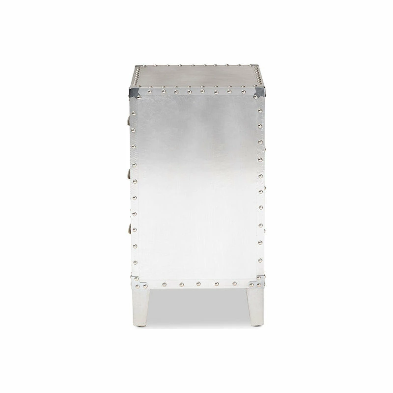 Best Sale ๐ Wholesale Interiors Baxton Studio Claude French Industrial Silver Metal 3-Drawer End Table โจ - Image 3