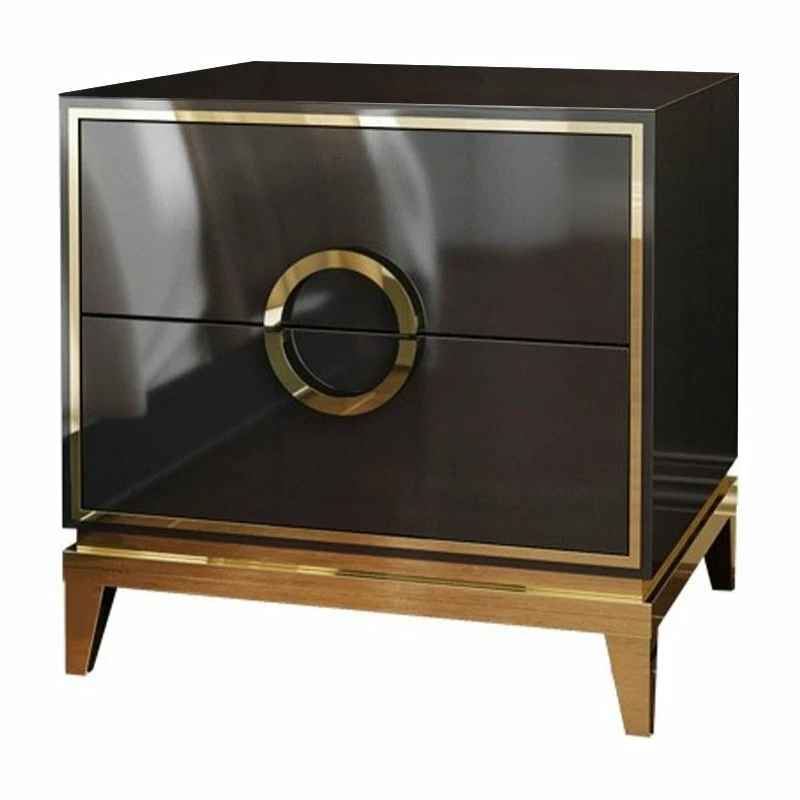 Cheapest ✨ Homary Bedroom Nightstand With 2 Drawers, Wood/Stainless Steel, Black 😍