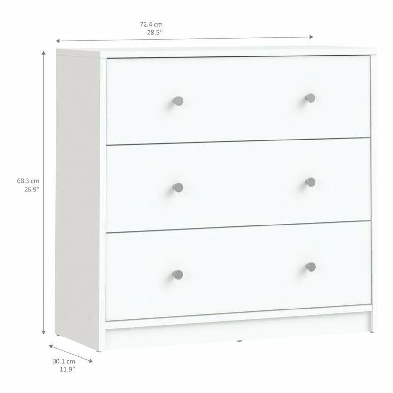 Cheapest โจ Tvilum Portland 3 Drawer Chest, White ๐ - Image 3