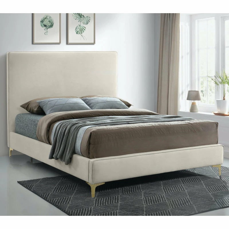 Brand new 👍 Meridian Furniture Geri Velvet Upholstered Bed, Cream, King 🔔 - Image 4