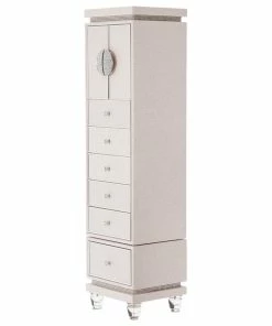 Wholesale 🌟 Michael Amini Glimmering Heights Upholstered Swivel Lingerie Chest - Ivory 🤩