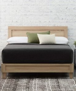 Best Pirce 💯 Anzy Modern Wooden Platform Bed, Maple, Queen 🔔