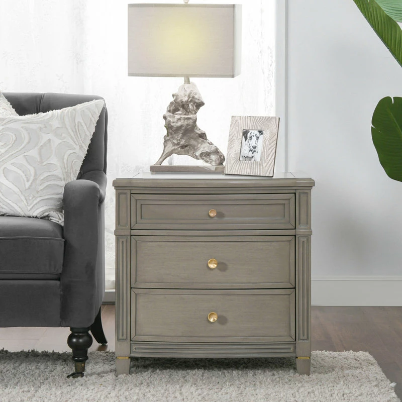 Outlet 🔥 Jennifer Taylor Home Dauphin Gold Accent End Table, Gray Cashmere 😉 - Image 2