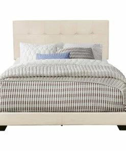 Promo 🥰 HomeFare Biscuit Tufted Bed, Linen Beige, Queen 🌟