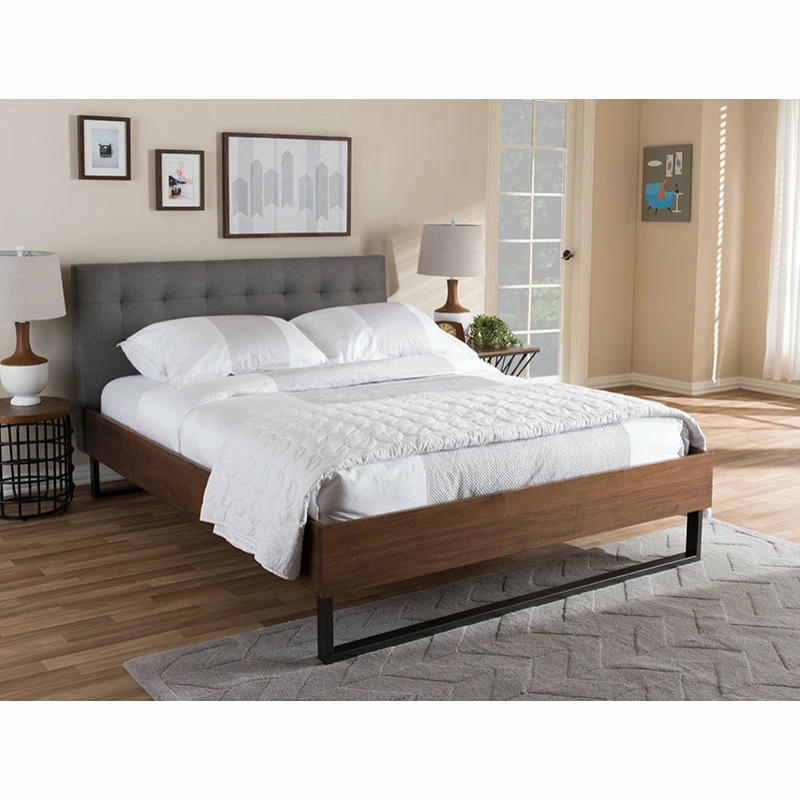 Best reviews of 🥰 Baxton Studio Mitchell Rustic Walnut Bronze Platform Bed, Gray, King 💯 - Image 2