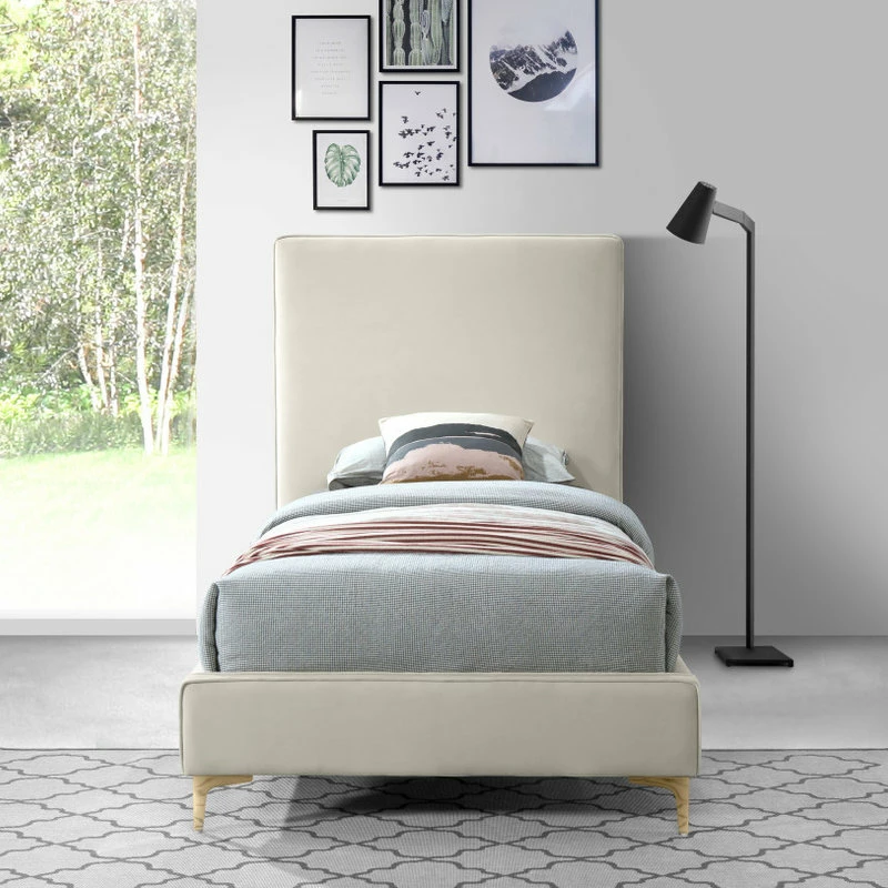 Brand new 💯 Meridian Furniture Geri Velvet Upholstered Bed, Cream, Twin 🤩 - Image 7