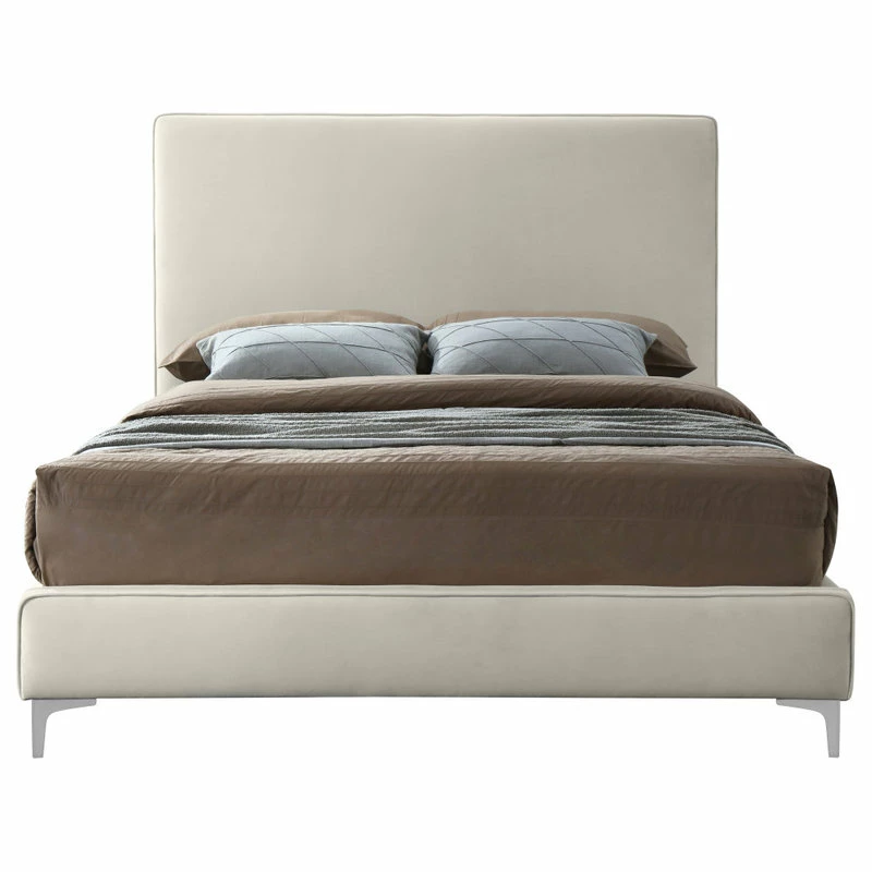 Brand new 👍 Meridian Furniture Geri Velvet Upholstered Bed, Cream, King 🔔 - Image 6