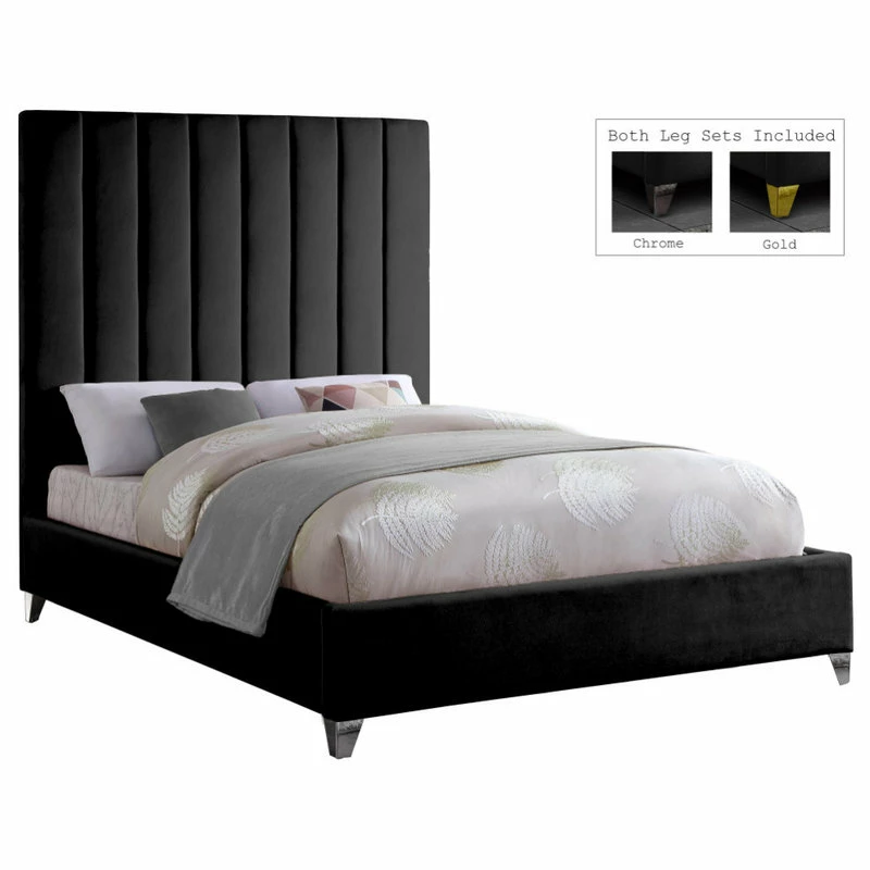 Coupon โ Meridian Furniture Via Velvet Bed, Black, Queen ๐ฏ - Image 3