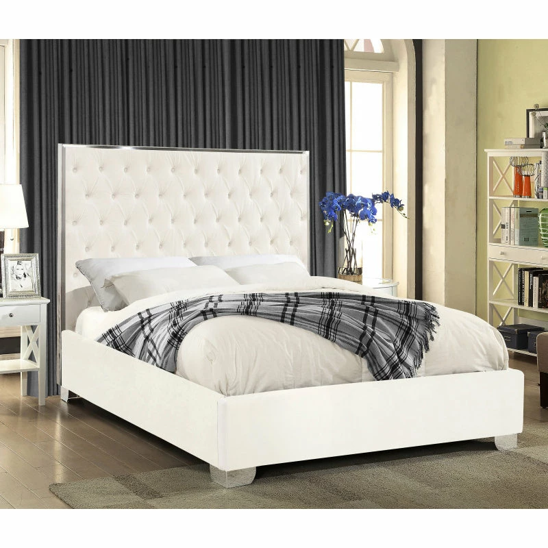 Best reviews of 🔔 Meridian Furniture Lexi Velvet Bed, White, Full 🎉 - Image 2