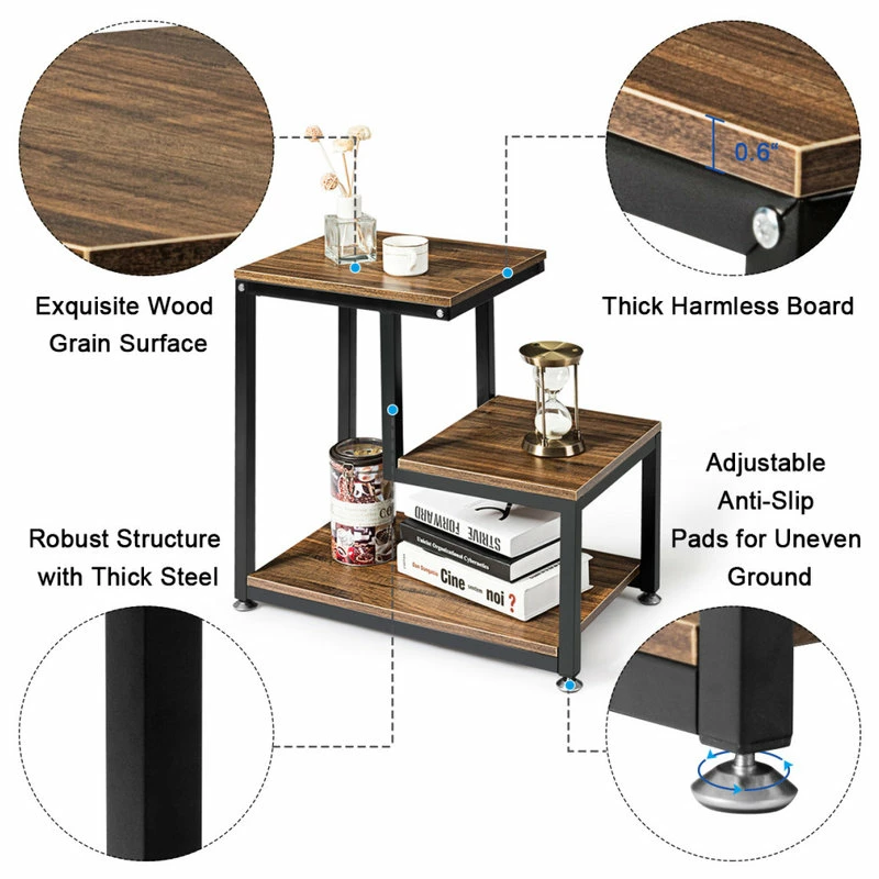 Promo โญ Costway 3-Tier End Table Side Table Night Stand W/Storage Shelf For Living Room โ - Image 4