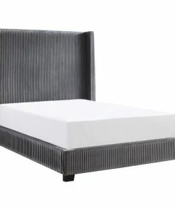 Cheapest ⌛ Domain Industries Inc. Lexicon Glenbury Velvet Eastern King Upholstered Bed In Pleated Dark Gray 👍