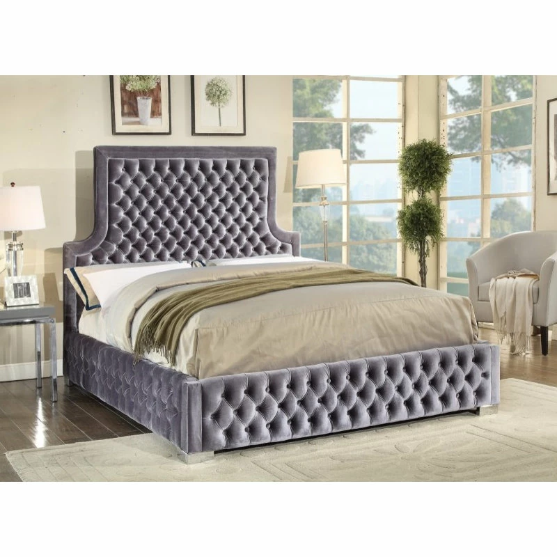 Coupon ๐ Meridian Furniture Sedona Gray Velvet Queen Bed ๐ - Image 3