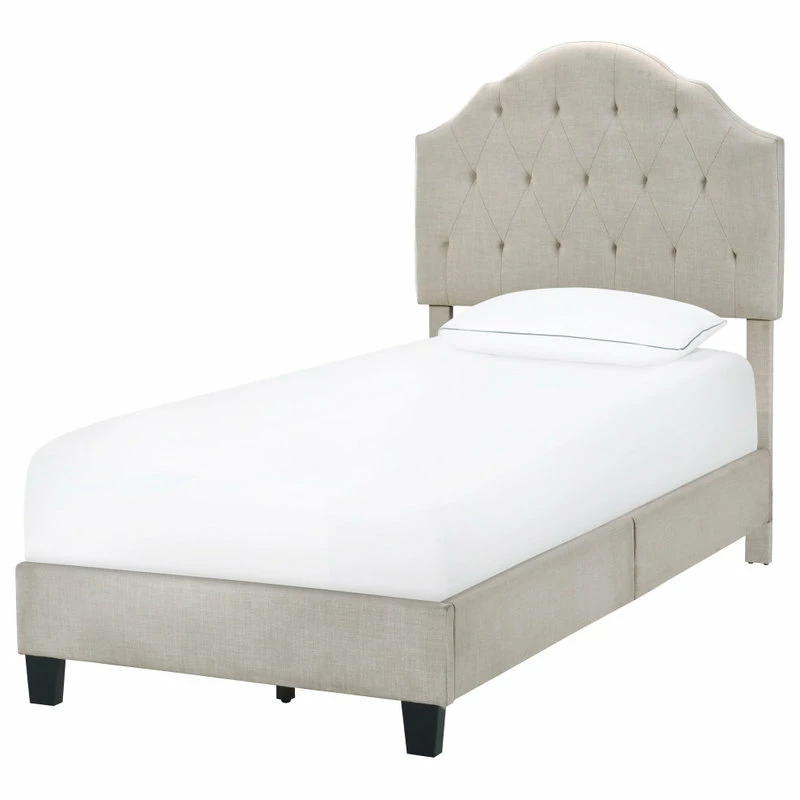 Promo 🎉 HomeFare Scalloped Tufted Upholstered Bed, Cream, Twin 🔥 - Image 4