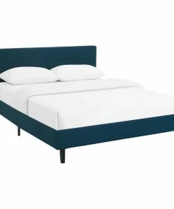 Deals ✨ LexMod Linnea Full Upholstered Fabric Bed, Azure ⭐