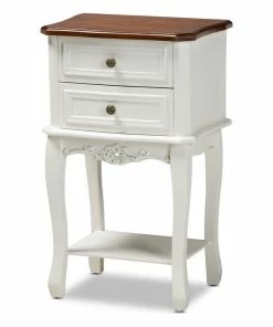 Cheapest 🛒 Baxton Studio Darla French White And Cherry Brown Wood 2-Drawer End Table ⭐