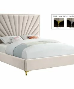Best reviews of ๐ฅ Meridian Furniture Eclipse Velvet Bed, Cream, Full ๐
