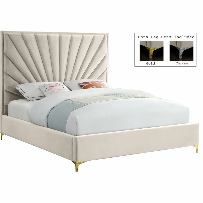 Best reviews of ๐ฅ Meridian Furniture Eclipse Velvet Bed, Cream, Full ๐