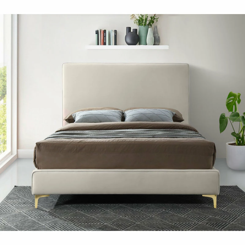 Brand new 👍 Meridian Furniture Geri Velvet Upholstered Bed, Cream, King 🔔 - Image 7