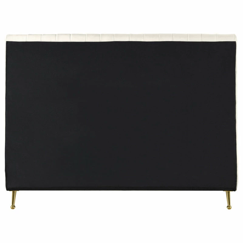Flash Sale ๐ Meridian Furniture Zara Channel Tufted Velvet Bed With Custom Gold Legs, Cream, Queen ๐งจ - Image 5
