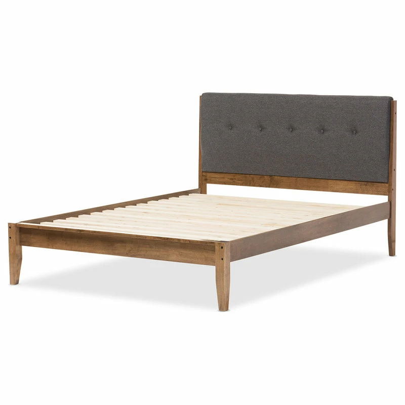 Best Sale ๐ Baxton Studio Leyton Mid-Century Modern Gray Fabric Upholstered Platform Bed, Queen ๐ฅ - Image 3