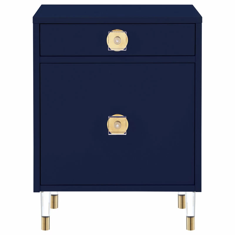 Coupon ๐ฅ Inspired Home Nicole Miller Anatolio Nightstand High Gloss Acrylic Knob And Legs, Dark Navy ๐ - Image 3