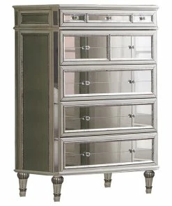 Budget ⭐ Best Master Furniture Emory Antique Cream With Mirrored 5-Drawer Chest 😉