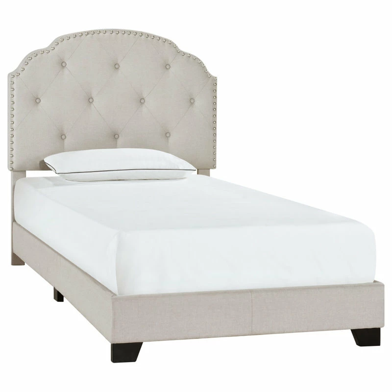 Cheap 🔥 HomeFare Tufted Nailhead Trimmed Bed, Light Gray, Twin 😍 - Image 2
