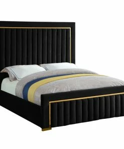 Best Sale 👍 Meridian Furniture Dolce Velvet Bed, Black, Queen 👏