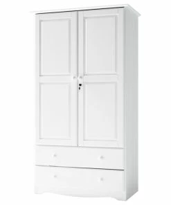 Best Sale 👏 Palace Imports 100% Solid Wood Smart Wardrobe/Armoire/Closet, White ⌛