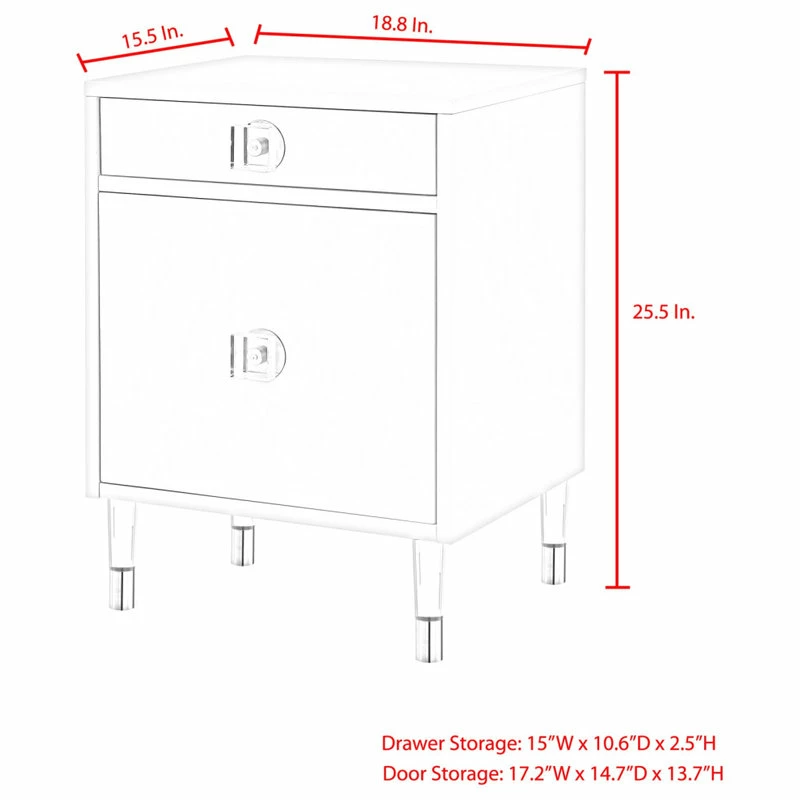 Coupon ๐ฅ Inspired Home Nicole Miller Anatolio Nightstand High Gloss Acrylic Knob And Legs, Dark Navy ๐ - Image 9