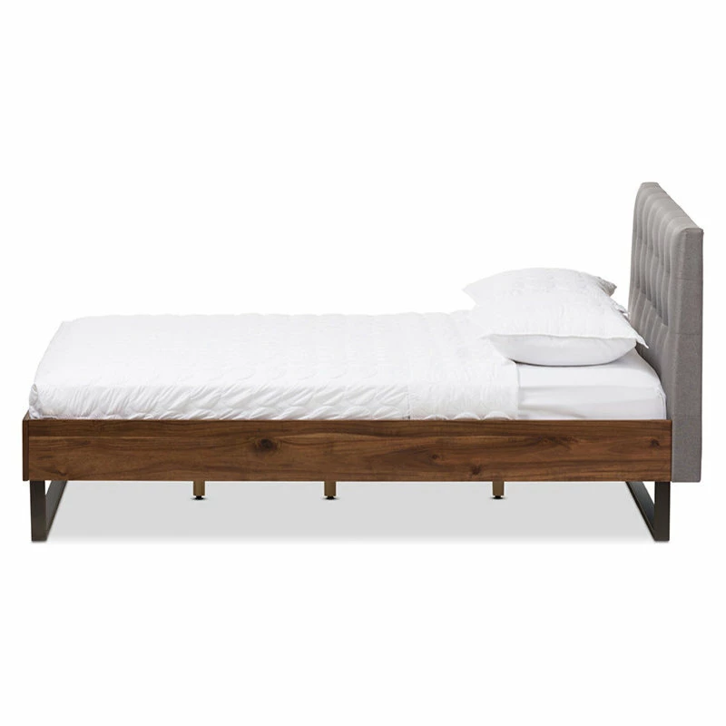 Best reviews of 🥰 Baxton Studio Mitchell Rustic Walnut Bronze Platform Bed, Gray, King 💯 - Image 3